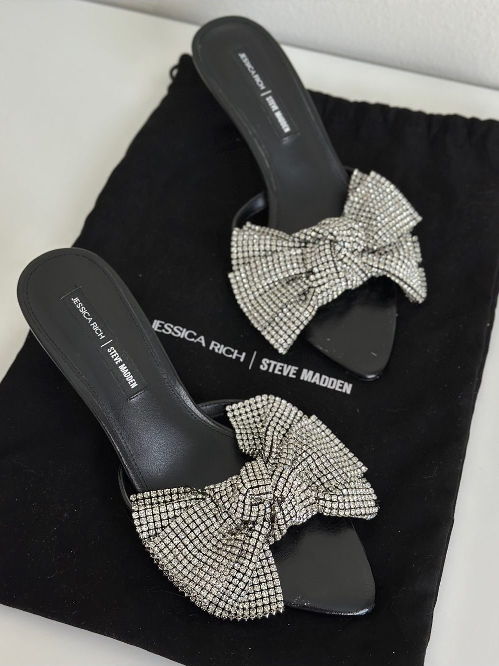 Steve Madden Kitten Heels with Large Crystal Bows